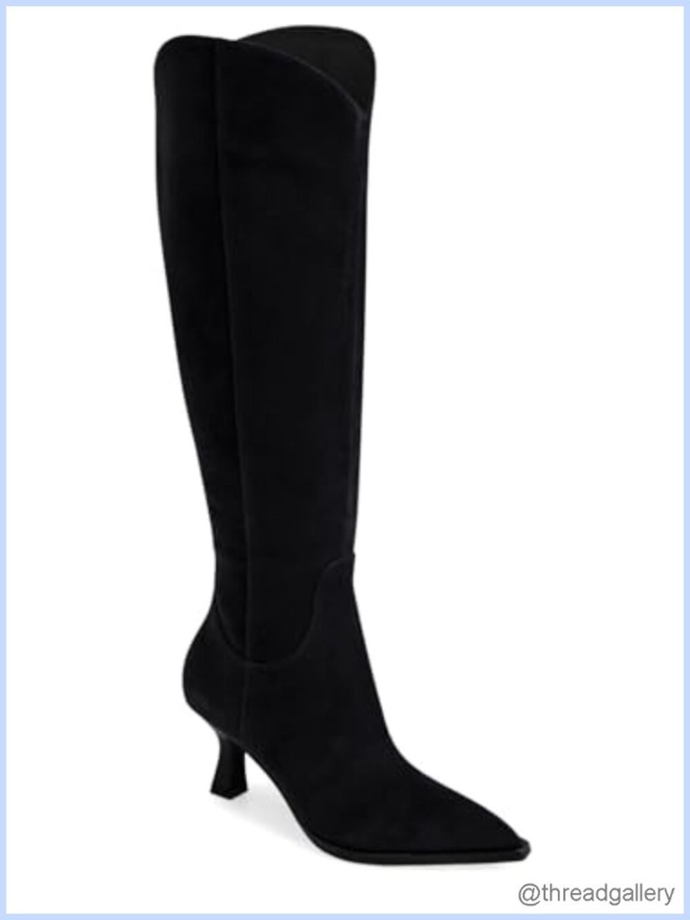 Womens Wide Calf Knee High Boots Kitten Heel Pointed Toe Tall Boots Side Zipper